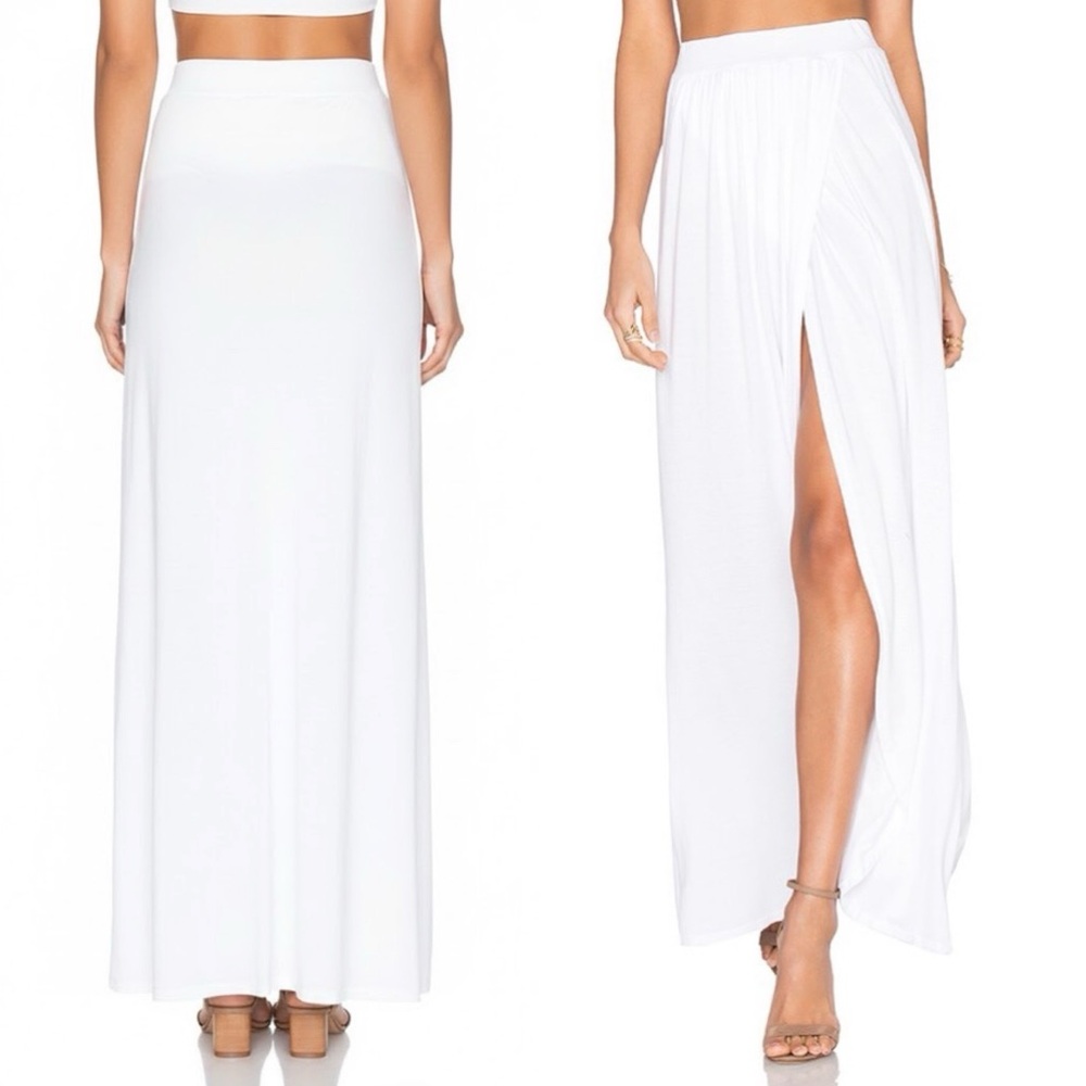 NEW MICHAEL LAUREN x REVOLVE INDY WRAP STRETCH WHITE SLIT MAXI SKIRT SMALL $88